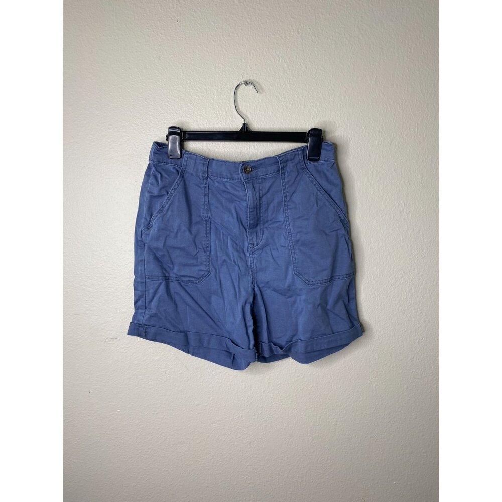 Gloria Vanderbilt Womens Blue Casual Shorts Elastic Waist M Cotton Blend